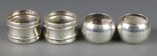 An Edwardian silver napkin ring Birmingham 1910 and 3 others, 54 grams 