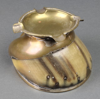 An Edwardian novelty ashtray in the form of a silver plated mounted horses hoof