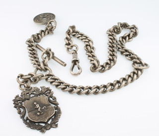 A silver Albert and sports fob 72 grams 