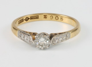 A 14ct yellow gold single stone diamond ring, size N