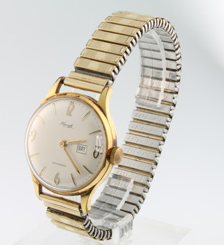 A gentleman's gilt cased Kienzle calendar wristwatch on a ditto bracelet 