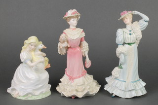 3 Coalport limited edition figures - Goose Girl, Golden Age Georgina and Golden Age Beatrice at the Garden Party 