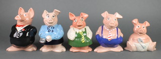 A set of 5 Wade Natwest piggy banks - Woody, Annabel, Maxwell, Lady Hilary and Sir Nathaniel 