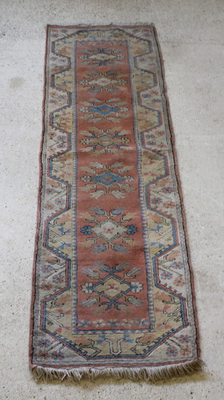 A Caucasian style runner with 7 diamonds to the centre 109" x 34" 
