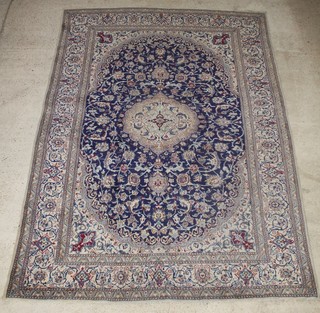 A fine Persian blue and white ground Nain carpet 136" x 94" 