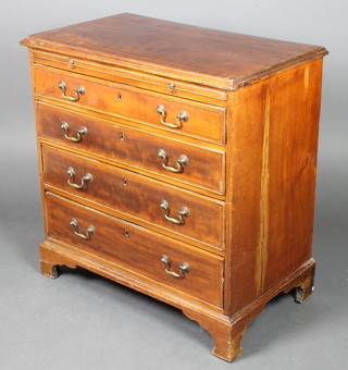 A Georgian mahogany chest with crossbanded top and brushing slide above 4 long graduated drawers, raised on bracket feet 31 1/2"h x 31"w x 17"d 
