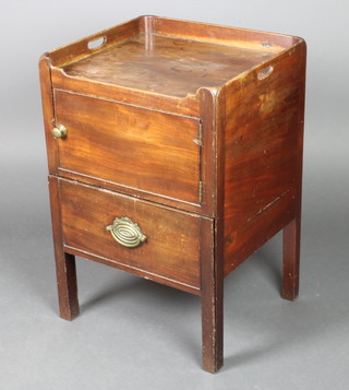 A Georgian mahogany tray top commode fitted a cupboard 30"h x 20"w x 18"d 