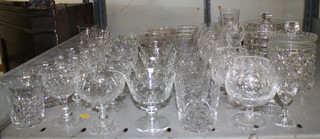 Two cut glass biscuit barrels and a quantity of glassware