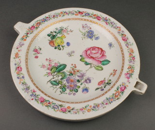 A 19th Century Chinese famille rose plate warmer decorated with spring flowers 11" 