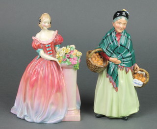 A Royal Doulton figure - Roseanna HN1926 9" and a ditto The Orange Lady HN1953 8 1/2" 