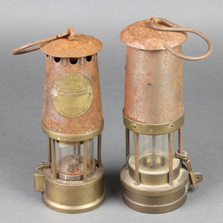 A Type S.L The Protector Lamp and Lighting Company authentic miner's lamp together with 1 other 