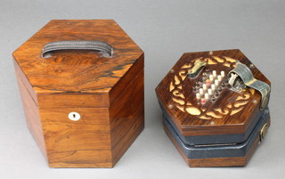 A Louis Lachenal 19th Century rosewood concertina with 48 buttons marked 11236