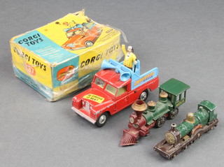 A Corgi 487 Chipperfields Circus Land Rover, boxed (damage to sellotape on box), 2 Lesney Models of Yesteryear locomotives of Connaught and American Loco  
