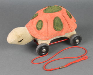 A Merrythought pull along figure in the form of a tortoise 11" 
