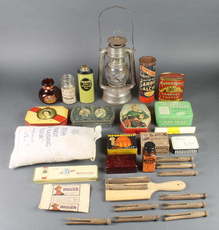 A shop display packet of Selsa Self Raising Flour, a tin of Mackintosh's Caramel Coffee, a bottle of Cygnet Brand Iron and Yeast tonic tablets and other packaging 