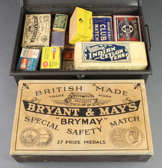 A large shop display box for Bryant &  May's matches, a box of Bryant & May's Club matches,  shop display packet Tiger Tea Company Indian China Teas, ditto Co-Op Eastern Tips etc
