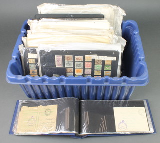 A quantity of stamped envelopes, first day covers, some marked "Past by sensor" and a collection of loose stamps 