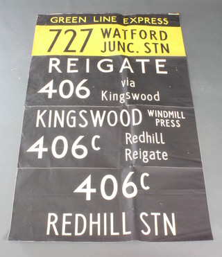 A Green Line Express Bus banner 272 Watford Junction Station Reigate 406 via Kingswood, Kingswood Windmill Press, Redhill, Reigate 460c to Reigate Station 57" x 36" 