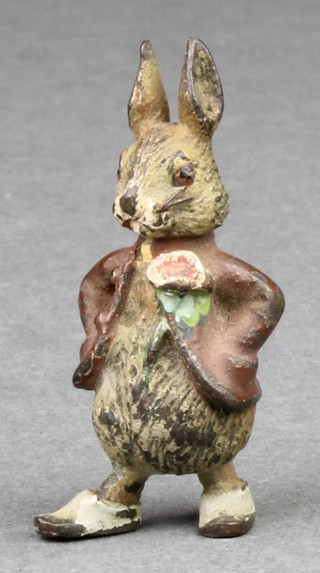 An Austrian cold painted bronze figure of a standing rabbit 1 1/2" 