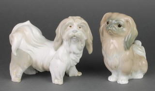 A Lladro figure of a seated Pekingese 6 1/2", a standing ditto 6 1/2" 