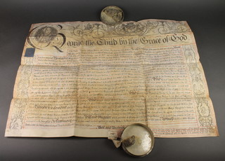 A George III parchment letters patent, seal is heavily damaged