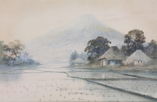 K Moat, watercolour, signed, study of Mount Fuji 12 1/2" x 19 1/2" 