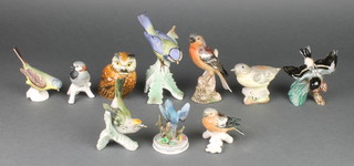 A collection of Goebel and other porcelain birds 