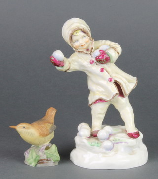 A Royal Worcester figure - December 7" and a Royal Worcester figure of a wren 1 1/2" 