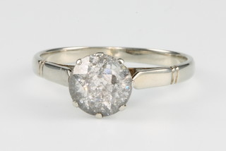 An 18ct white gold single stone diamond ring approx. 1.35ct, size K 1/2
