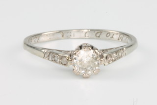 An 18ct white gold single stone diamond ring size K 1/2