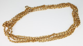 A 9ct yellow gold muff chain 56", 26 grams