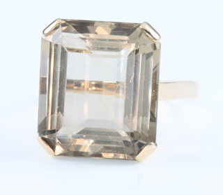 A 9ct yellow gold quartz dress ring size S, a blue stone ditto size Q