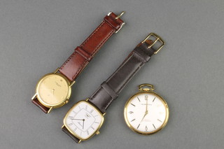 A gentleman's gilt Ingersoll pocket watch, a ditto Longines quartz wristwatch and a Favre Lerber ditto 