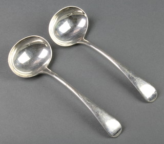 A near pair of silver ladles, Sheffield 1926/27, 158 grams