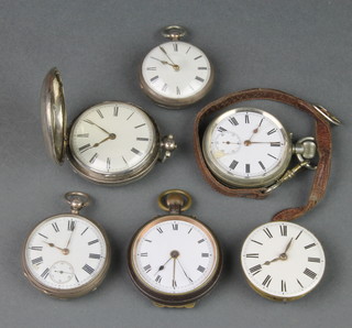 A gentleman's silver cased key wind hunter pocket watch, 4 other watches and a watch movement 