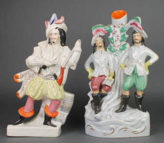 A Victorian Staffordshire figure Will Watch 16", a reproduction ditto of 2 standing gentleman 16" 