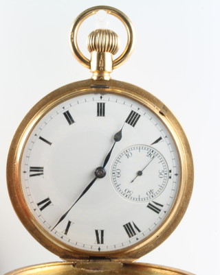 An 18ct yellow gold mechanical hunter pocket watch with seconds at 6 o'clock, the movement stamped 405989/31457 