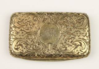 A Victorian silver rounded rectangular vinaigrette with chased scroll decoration and monogram, the interior grill pierced with scroll leaves and flowers and  inscribed "Made from silver raised in Wheal Rose Mine in Sithney Cornwall A.D.1849", London 1857, 2" x 1"  