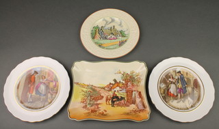 A Royal Doulton series ware rustic England rectangular dish 9" and 8 decorative wall plates