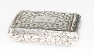 A George IV rounded rectangular silver snuff box with unusual seaweed decoration Birmingham 1829 2 1/4" x 1 1/4" 