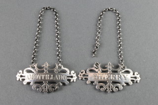 A pair of Victorian silver pierced spirit labels  - Sherry and Amontillado London 1865, 25 grams