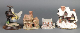 A Lilliput Lane model  - Deer Park Hall 5 1/2", 1 other Sawrey Gill, a David Winter model - The Bake House and a Country Artist group Blue Tit on Tap 