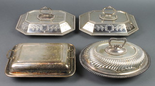 A quantity of silver plated entree sets