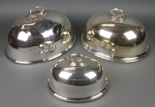 Three Edwardian silver plated meat dish covers