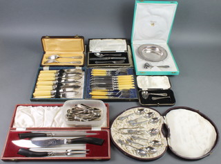 A quantity of cased silver plated sets