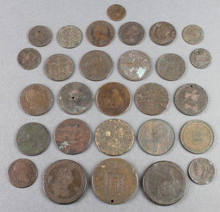 A Georgian cartwheel tuppence and 24 other coins