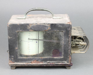 A metal cased barograph marked 14456 contained in a metal carrying case 