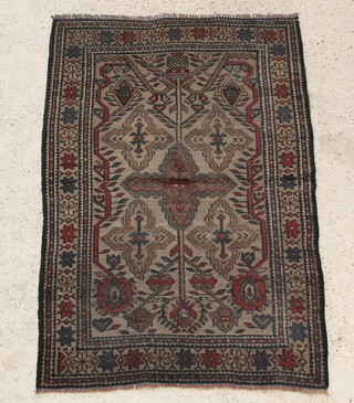 A contemporary grey and blue ground Balochi rug with central medallion 22" x 34" 