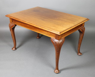 A Chippendale style rectangular mahogany library table, raised on carved cabriole supports 27"h x 48"w x 33 1/2"d 