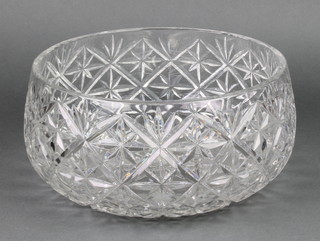 A cut glass fruit bowl with hobnail cut decoration 11" 